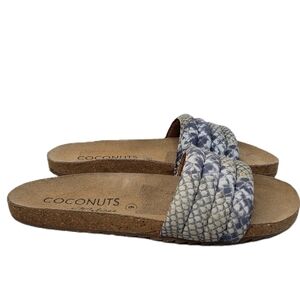 Coconuts by Matisse Blue and Tan Braided Slide Sandals 9 narrow